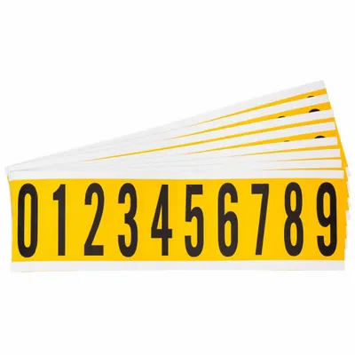 BRADY Number Label Set: 1 15/16 in Character Ht, Indoor/Outdoor, Non-Reflective - Permanent Letters & Numbers