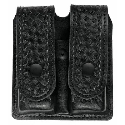 HEROS PRIDE Magazine Pouch: Black, Synthetic Leather, Basket Weave - Duty Equipment Pouches