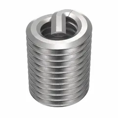 Free-running helical insert with tanged tang for easy installation. M3-0.50 thread size, plain finish. Used to repair or reinforce internal threads in metal components, providing a durable thread for fasteners. Supplied in a 100-piece pack.