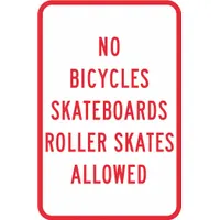 Reflective No Skateboards Sign: Aluminum, Mounting Holes Sign Mounting, Engineer Grade, No Header (MPN T1-1238-EG_12x18)