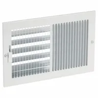 Sidewall/Ceiling Register: Ceiling/Wall, 7 1/4 in H, 11 1/4 in W, Louvered, Powder Coated, White