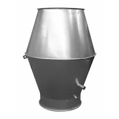 Steel jet cap for terminating 8-inch exhaust ducts in ventilation systems. Includes screen to prevent pest entry. 22-gauge steel construction with 8-inch inlet and 13 1/4-inch overall length.