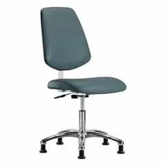 Vinyl Cleanroom Chair, Armless, Height Range 18 1/2 in to 23 3/4 in, Seat Width 18 1/2 in, Seat Depth 17 in, Aluminum Base, ISO 4