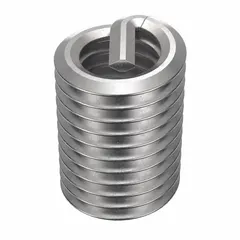 18-8 stainless steel helical insert for repairing or reinforcing tapped threads in metal. Screw-locking design resists loosening under vibration. Requires 6.25mm drill bit and M6-1.00 STI tap. Tensile strength 200,000 to 250,000 psi. Right-hand thread, coarse thread, plain finish.