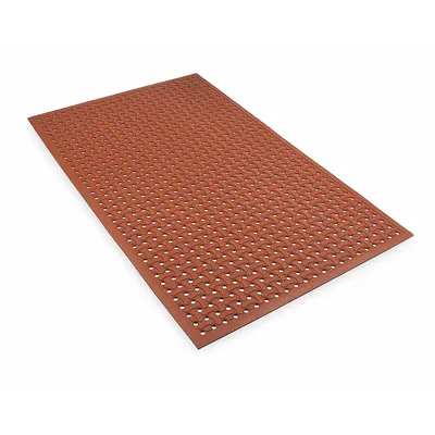 NOTRAX Antifatigue Mat: 3 ft x 5 ft, 5/8 in Thick, Raised Bones, Red, Natural Rubber - Oil & Grease-Resistant Drainage Mats