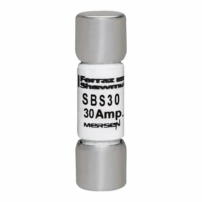 MERSEN Fuse: SBS Series, Midget, Fast-Acting, 30 A, 600 V AC, 13/32 in x 1 3/8 in - Fast-Acting Cylindrical Fuses