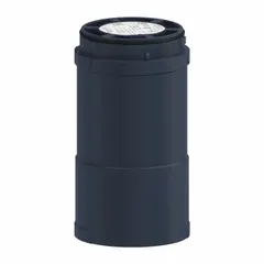 Body extender for XVU series modular tower lights. Increases overall height by 3 1/2 inches. Threaded mount. Black finish. Used in industrial automation and machinery status indication to elevate visual alerts for improved visibility.