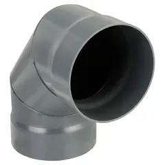 This 90-degree elbow is made of PVC and designed for 6-inch duct diameter. It features a 3-piece construction with an overall length of 9 5/8 inches. Used to change airflow direction in ventilation and exhaust systems, it is suitable for applications requiring corrosion-resistant ductwork.