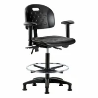 Ergonomic Chair: Polyurethane, Arms Included, Ht Range 24 1/4 in to 34 in, 18 in Seat Wd, Adj, Black (MPN BR-HPHBCH-RG-T0-A1-CF-RG-BLK)
