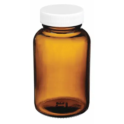 WHEATON Sampling Bottle: 125 mL, 38-400 mm, Amber, 24 Bottles, 54 mm Body Dia - Amber Wide Mouth Glass Lab Bottles