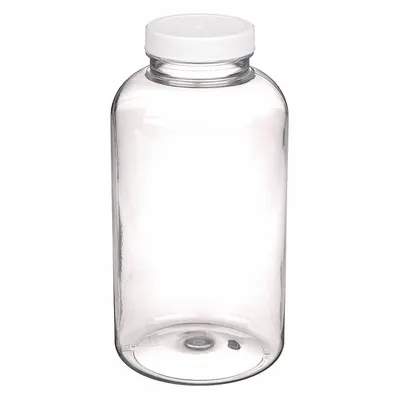 QORPAK Wide Mouth Bottle: PET, 950 mL, 32 fl oz, Closure Included, Colorless, 53-400 - PET Wide Mouth Round Lab Bottles