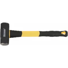 Steel engineering hammer with a 4 lb head weight and 1 7/8 in diameter octagonal striking face. Fiberglass handle measures 15 in overall length. Suitable for industrial striking tasks such as driving chisels, aligning components, and light demolition in metalworking and construction settings.