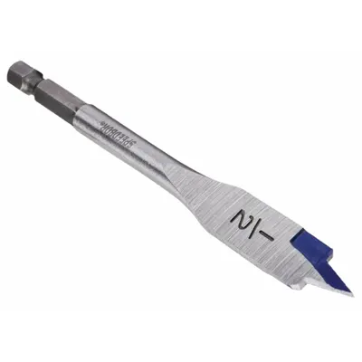 IRWIN Spade Drill Bit: 1/2 in Drill Bit Size, 1/4 in Shank Dia, 4 3/4 in Overall Lg - Quick-Change Hex-Shank Flat Spade Drill Bits