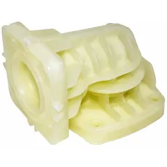 Aluminum inlet manifold with 2-inch connection size, designed for use with Dayton equipment. Used to distribute fluid or gas evenly across multiple ports in industrial systems such as HVAC, pneumatic, and hydraulic applications.