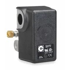 Diaphragm-actuated pressure switch with a range of 25 psi to 160 psi, factory set ON/OFF at 100 psi and 125 psi. Features (4) 1/4" FNPT connections. Suitable for controlling pumps or compressors in air and water systems.