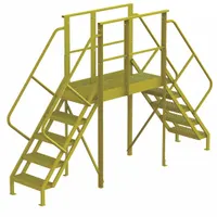 TRI-ARC Crossover Bridge: 4.2 ft Platform Ht, Steel, 1,000 lb Load Capacity, Perforated, 5 Steps