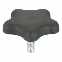 This 5-arm knob features a plastic body with a steel thread insert. Thread size is 5/16"-18 with a 1-inch thread length. Suitable for manual clamping, positioning, and adjustment on industrial machinery, jigs, and fixtures