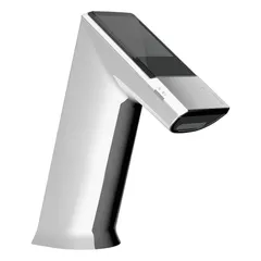 Cast zinc construction with chrome finish. Single-post design with solar-powered operation and back-check tee. Includes (4) AA alkaline batteries. Suitable for touch-free hand washing in commercial restrooms and other high-traffic environments.