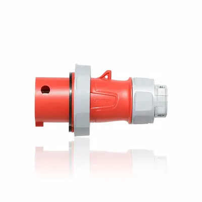 LEVITON Pin and Sleeve Plug: Red, 277/480V AC, Three Phase, 30 A, 4 Pole, 5 Wire - Washdown-Rated Plugs