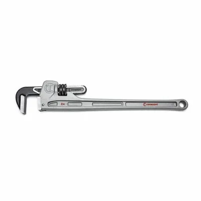 CRESCENT Pipe Wrench: Aluminum, 3 1/2 in Jaw Capacity, Serrated, 24 in Overall Lg - Straight Pipe Wrenches