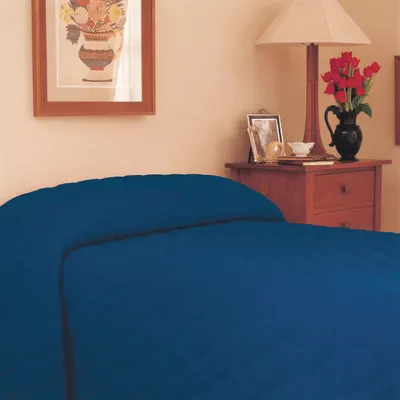 MARTEX Bedspread, Navy, Quilted, Solid, Twin - Bedspreads