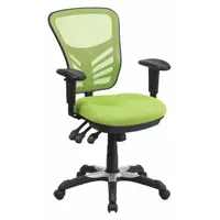 FLASH FURNITURE Office Chair: Nicholas, Ht, Green, Mesh Material, 18 1/2 in Back Ht, 18 in Seat Dp (MPN HL-0001-GN-GG)
