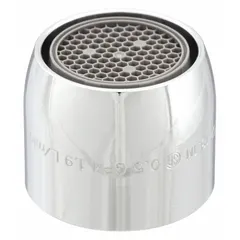 This laminar flow outlet is constructed of brass with a chrome finish. It features a 13/16"-24 female UNS connection and is used in commercial plumbing systems to deliver a non-splashing water stream.