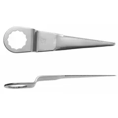 Set of two pointed steel blades for oscillating tools. Each blade measures 4 3/4 inches in length. Designed for scraping paint, adhesive, and residue from surfaces, including tight corners and edges.