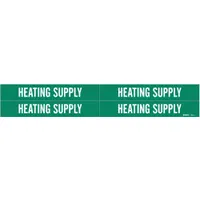 Pipe Marker: Heating Supply, Green, White, Fits 3/4 to 2 3/8 in Pipe O.D., 4 Pipe Markers (MPN 7363-4)