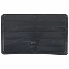 This black bin divider measures 15 inches by 8 7/8 inches and is designed for use with AKRO-MILS model 30288 Giant Hopper Bins. It is not electrostatic discharge conductive, making it suitable for general industrial storage applications where static-sensitive items are not stored. The divider subdivides the bin into smaller compartments for organizing small parts, fasteners, or components.