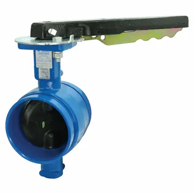 SHARPE Butterfly Valve: 6 in Pipe Size, 300 psi Max. Pressure (CWP), Clamp, 3 Bolt Holes - Ductile Iron General-Service Butterfly Valves