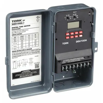 TORK Electronic Timer: 7 day, Astronomic, 120-277V AC, DPDT - Digital Timer Switches