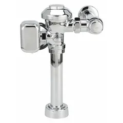 Hardwired automatic flush valve for commercial toilet applications. Features a 1.28 gallons per flush (gpf) rating and top spud location. Designed for 11-1/2 inch rough-in installations. Provides touch-free operation for improved hygiene and water conservation in high-traffic restrooms.