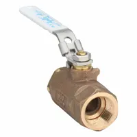 This APOLLO bronze ball valve is a straight, standard-port, two-way valve with 1-inch female NPT connections on both ends. The locking lever handle provides tamper-resistant operation for manual flow control. Typical applications include shutoff and flow regulation in water, oil, and gas piping systems