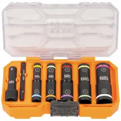 This 10-piece metric impact socket set from KLEIN TOOLS includes a 24 mm socket with a 3/8 in drive. Designed for use with impact tools, it is suitable for fastening and loosening nuts and bolts in industrial applications such as automotive and construction maintenance.