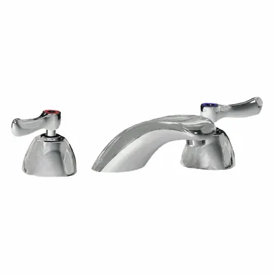 CHICAGO FAUCETS Low Arc Bathroom Faucet: 404, Cast Brass, Polished Chrome Finish - Widespread Handle Bathroom Faucets