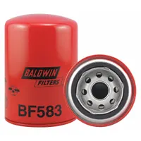 Cellulose spin-on fuel filter with 3 11/16 in outside diameter and 15/16"-16 thread size. Integral post seal. Used in heavy-duty applications such as buses and construction equipment