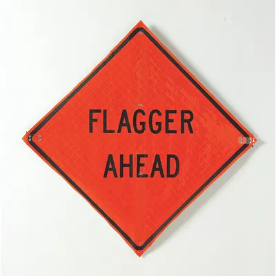 EASTERN METAL SIGNS AND SAFETY Traffic Sign: 36 in x 36 in Nominal Sign Size, Polyester/PVC, 0.015 in - Flagger Ahead Signs