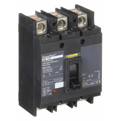 SQUARE D Molded Case Circuit Breaker: 125 A Amps, 10kA at 240V AC, Fixed, Line/Load Lug - Q-Frame Square D Molded Case Circuit Breakers
