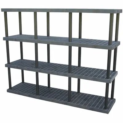 STRUCTURAL PLASTICS Plastic Shelving: 96 in x 24 in, 75 in Overall Ht - High-Durability Fixed Press-Fit Stationary Plastic Shelving