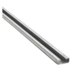 Steel channel rail designed for rail-mount components in Beta Clamp systems. Provides a structural foundation for securing hoses, cables, and tubing in industrial equipment mounting applications.