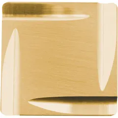 Square indexable turning insert with PVD cermet coating for light to medium finishing cuts on steel and stainless steel. Suitable for precision turning and finishing operations on automated and manual lathes in general machining.