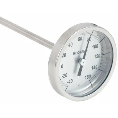 REOTEMP Soil Dial Thermometer: -40°F to 160°F, +/- 1% Accuracy, 12 in Stem Lg - Dial Thermometers for Soil