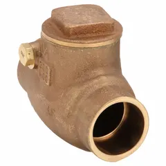 This inline swing check valve features a lead-free bronze body and swing-type disc for backflow prevention in horizontal or vertical pipelines. Suitable for potable water systems, it is designed for industrial fluid handling applications requiring low-lead compliance.