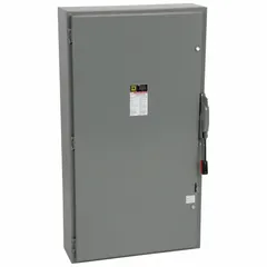The SQUARE D H366 is a 600 A, three-phase fusible safety switch rated for 600V AC. It features a galvanized steel enclosure designed for indoor use. This switch provides a manual disconnect and overcurrent protection for electrical circuits in industrial and commercial applications.