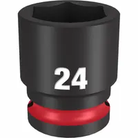 MILWAUKEE Standard Impact Socket: 1/2 in Drive Size, Metric, 24 mm Socket Size, 6-Point, Std (MPN 49-66-6256)
