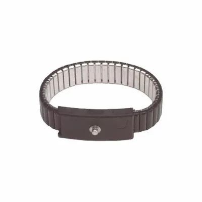 POMONA Static Control Wrist Strap: Metal, Black, 0 Strap Conductors, Coiled, Snap Fastening - Metal Antistatic Wrist Straps