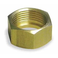 This brass tail piece nut is used to secure tail pieces on wash fountains. It provides a threaded connection in commercial plumbing systems for sink and fountain installations.