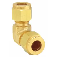 PARKER Compression Fitting Elbow: 1/4 in OD x 1/4 in OD Size, Compression x Compression, Brass (MPN 4-4 EBZ-B)