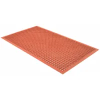 Antifatigue Mat: 3 ft x 5 ft, 1/2 in Thick, Raised Rings, Red, Nitrile Rubber, Beveled Edge (MPN 562S0035RD)